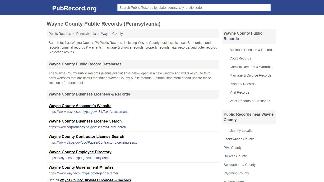 Free Wayne County Public Records (Pennsylvania Public Records)